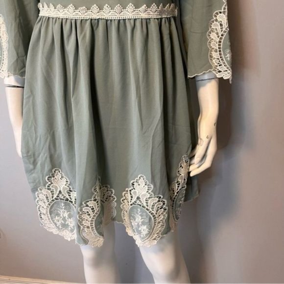 New With Tag H&M Mint Green Short Dress with Lace insert Size 6 - Picture 7 of 10